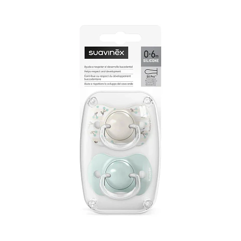 Chupetes Verde Birdies con Tetina Fisiológica SX Pro de Silicona 0/6 meses - Suavinex