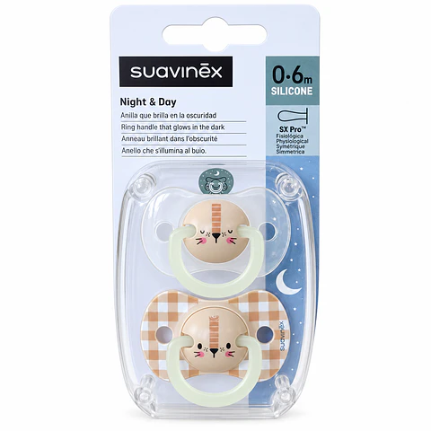 Chupetes Night-Day con Tetina Fisiológica SX Pro de Silicona 0/6 meses León - Suavinex