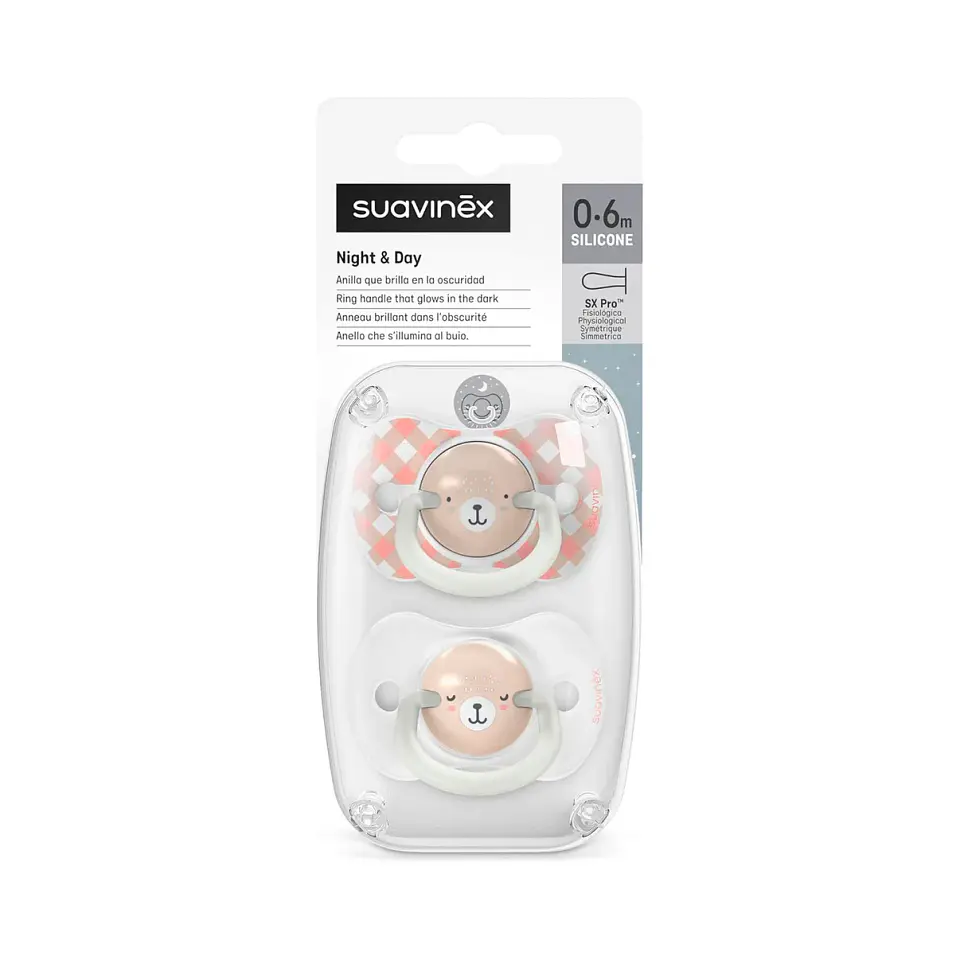Chupetes Wild Rosa Night - Day con Tetina Fisiológica SX Pro de Silicona 0/6 meses - Suavinex 1