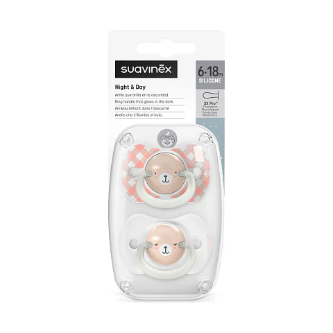 Chupetes Wild Rosa Night - Day con Tetina Fisiológica SX Pro de Silicona 6/18 meses - Suavinex