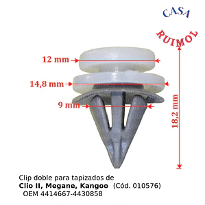 Clip de tapizado Renault Clïo II, Megane, Kangoo (x 10 unid)