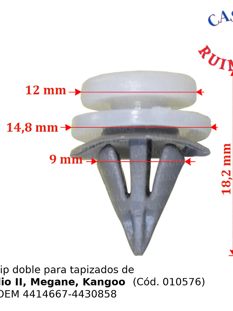 Clip de tapizado Renault Clïo II, Megane, Kangoo (x 10 unid) 1