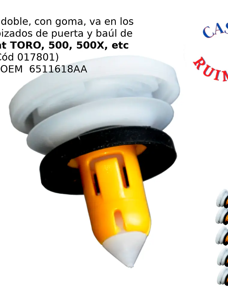 Clip tapizado puerta Fiat Toro y Fiat 500 (x 10 unid) 2