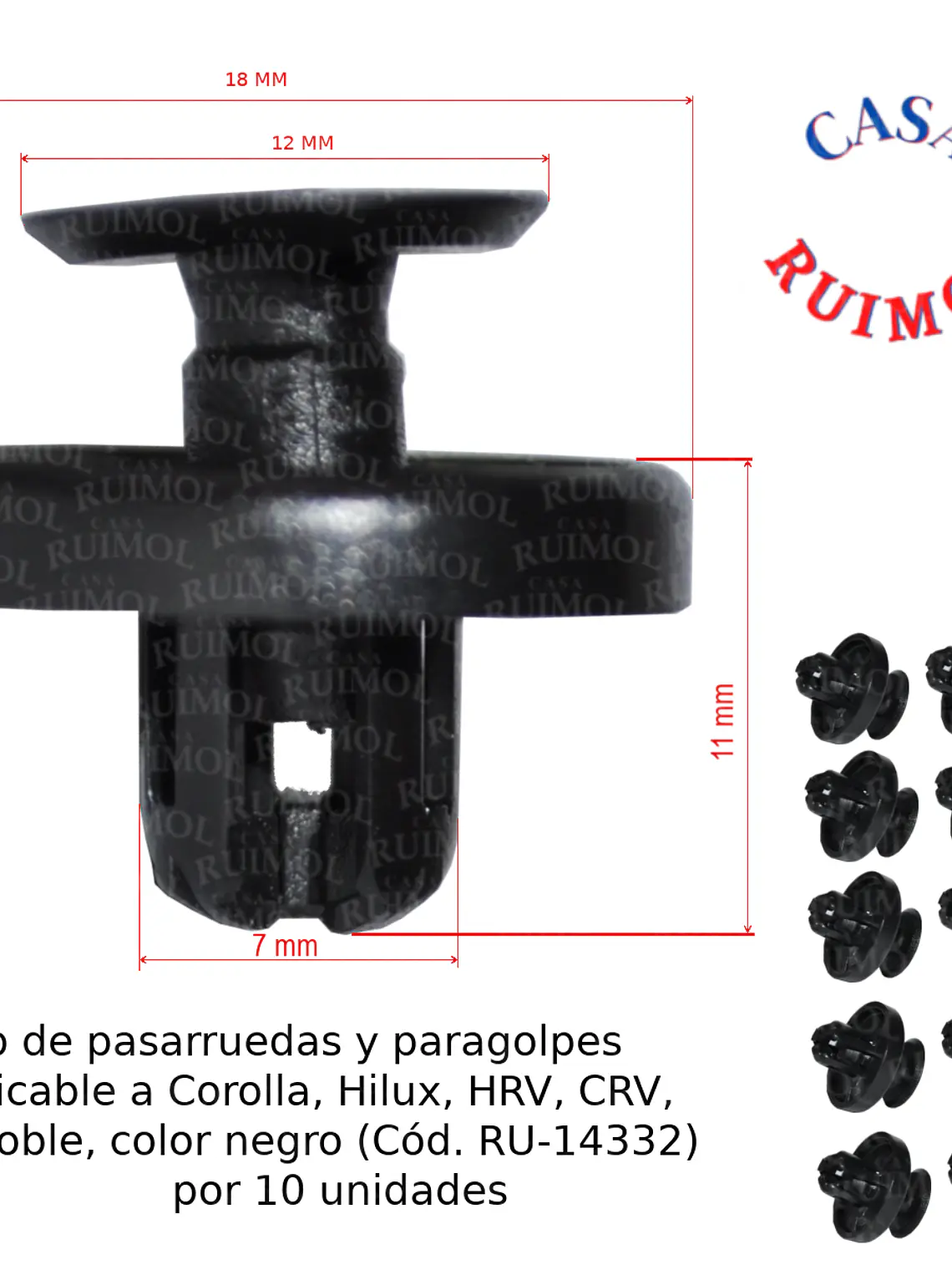Grampa Pasarruedas Toyota Hilux Y Corolla color NEGRO (x 10 unid) 1