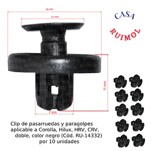 Grampa Pasarruedas Toyota Hilux Y Corolla color NEGRO (x 10 unid)