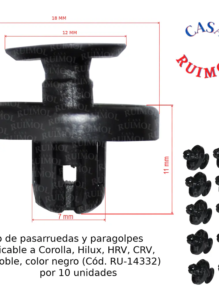 Grampa Pasarruedas Toyota Hilux Y Corolla color NEGRO (x 10 unid) 1