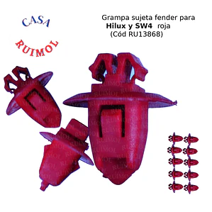 Grampa roja para fender de Hilux, SW4 y otros (x 10 Unid)