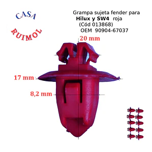 Grampa roja para fender de Hilux, SW4 y otros (x 10 Unid)