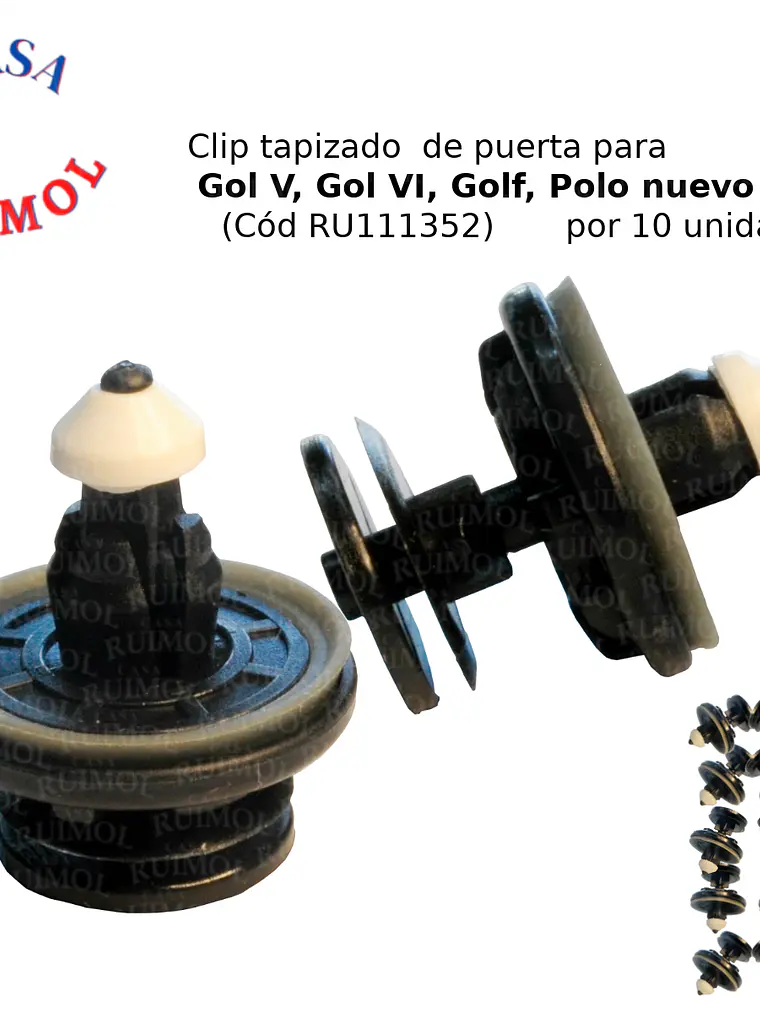 Clip tapizado VW Polo, Vento, Gol, Passat, Scirocco, etc (x 10 unid) 2