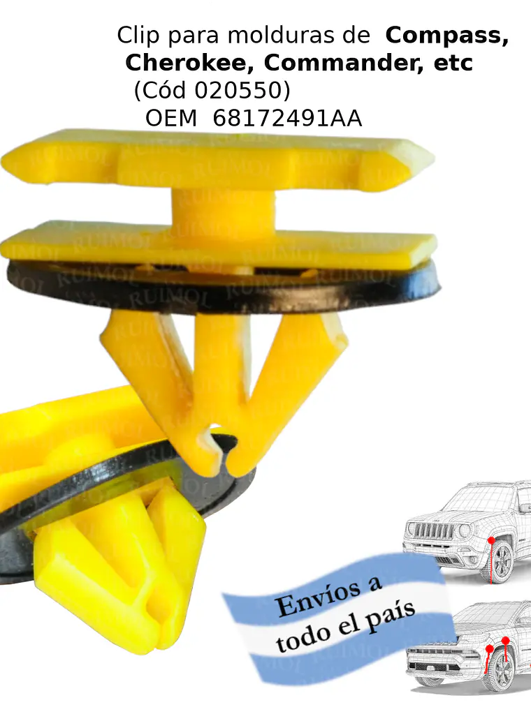 Clip molduras Jeep Compass, Cherokee, Renegade por unidad 1