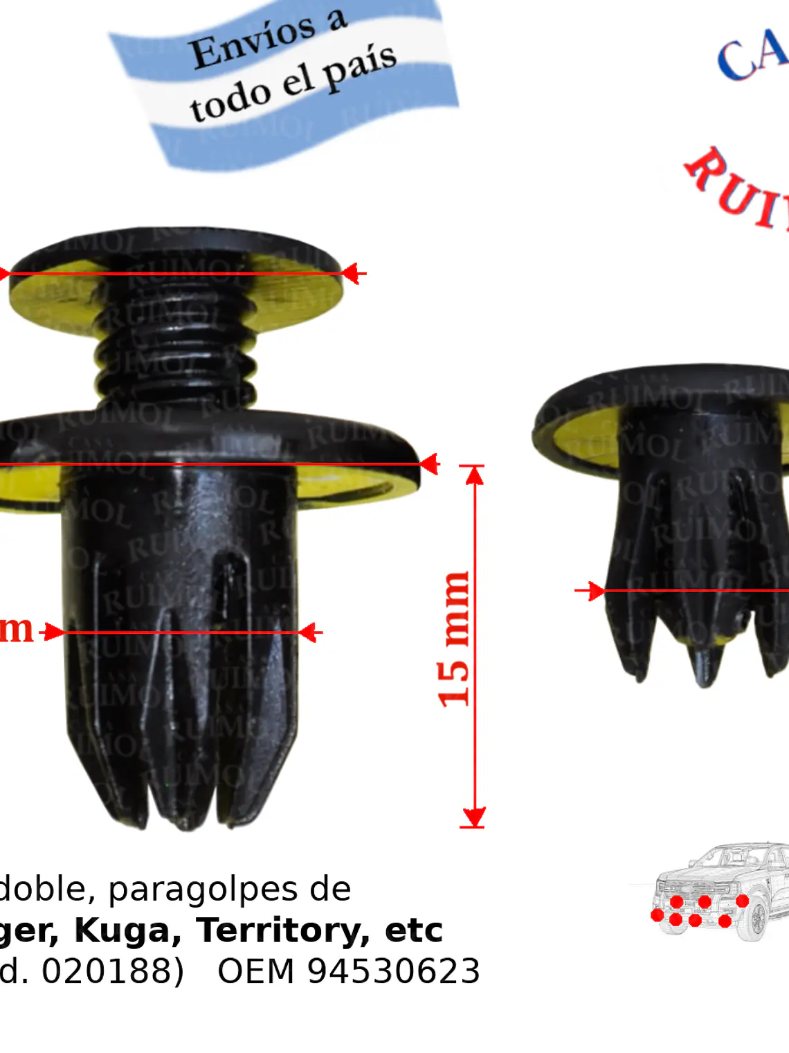 Clip paragolpes  y pasarruedas Ford Ranger, Kuga, Territory por unidad 1