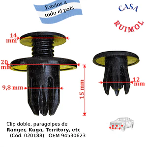 Clip paragolpes  y pasarruedas Ford Ranger, Kuga, Territory por unidad