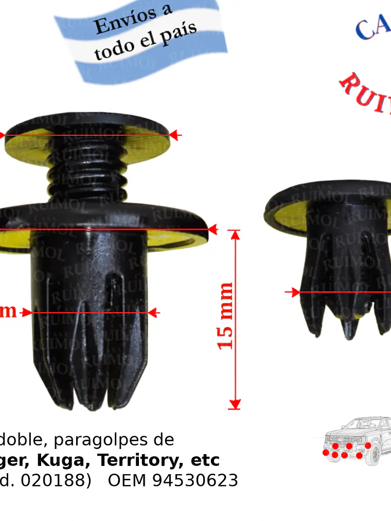 Clip paragolpes  y pasarruedas Ford Ranger, Kuga, Territory por unidad 1