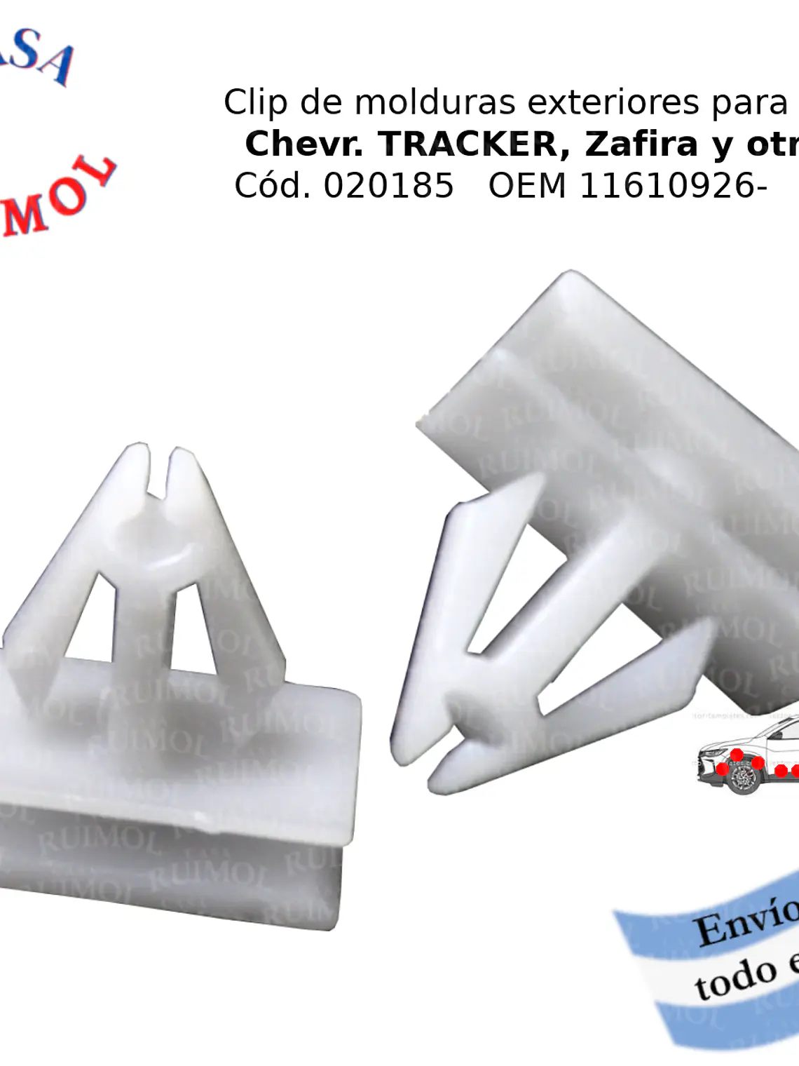 Clip grampa para moldura exterior de Chevr Tracker Onix Prisma Trailblazer 1
