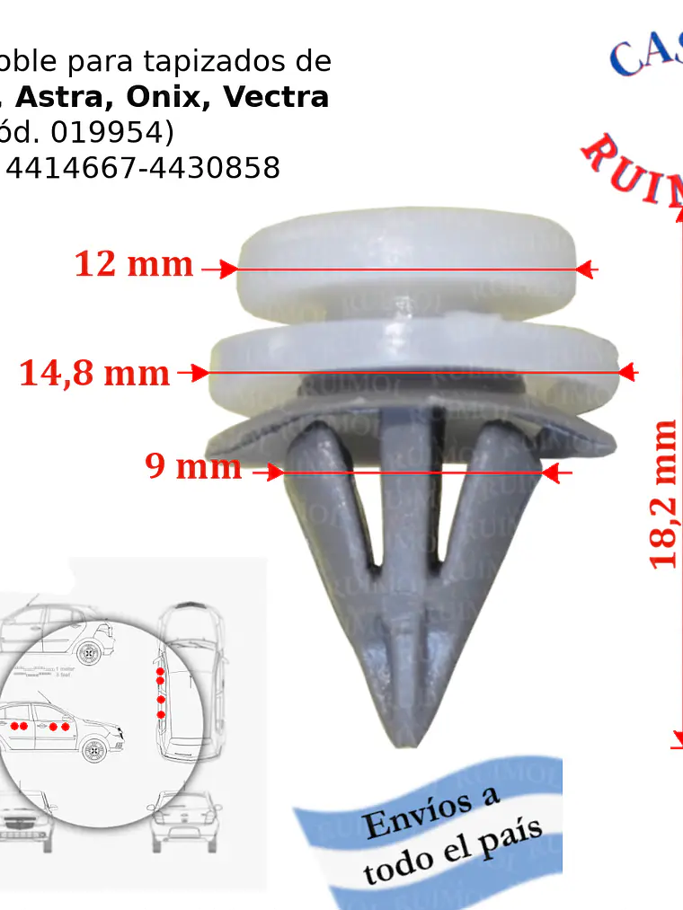 Clip o grampa de tapizado Chevr Agile, Onix, Astra, Vectra (por unidad) 1