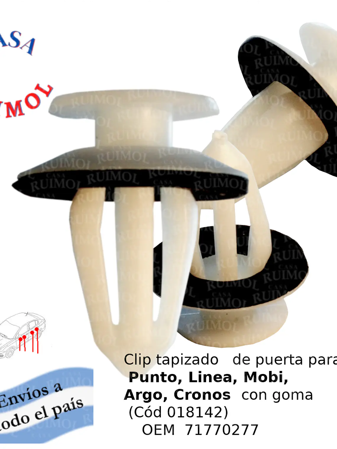 Clip Grampa Tapizados Fiat Mobi, Punto, Way Con Goma (por unidad) 1