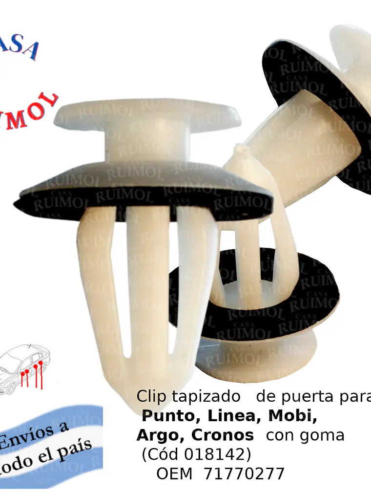 Clip Grampa Tapizados Fiat Mobi, Punto, Way Con Goma (por unidad) 1