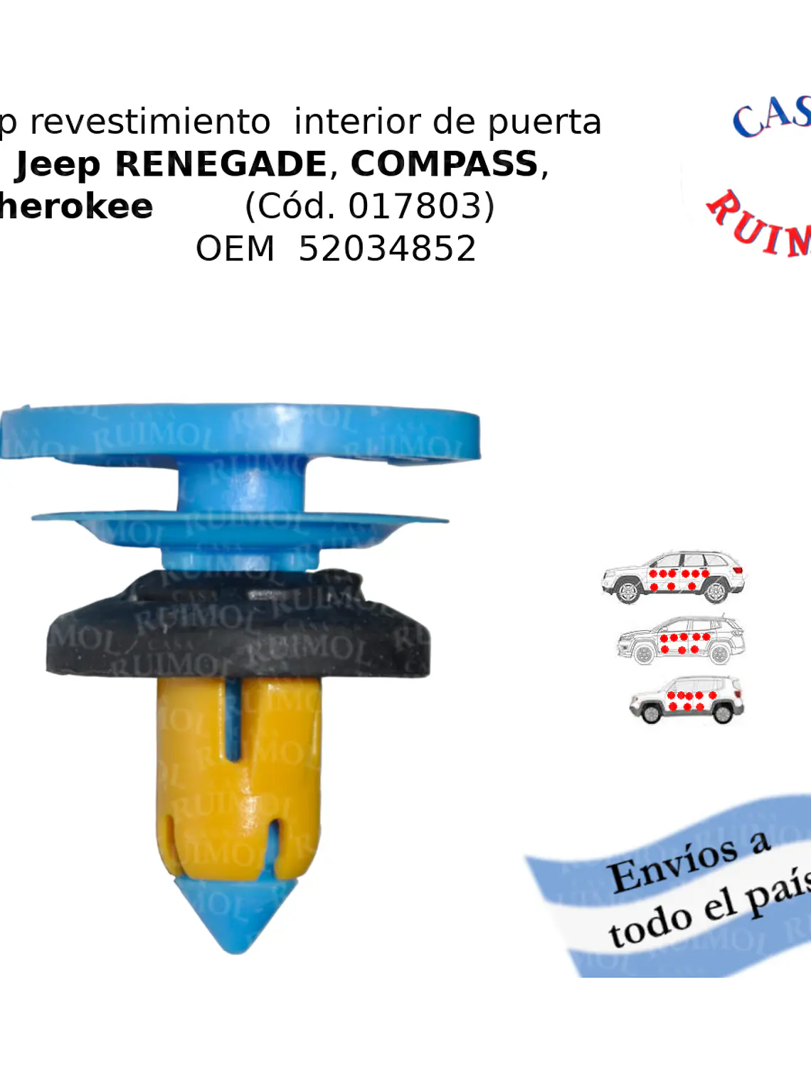 Clip grampa tapizados Jeep Renegade, Compass, Cherokee OEM 52034852 1