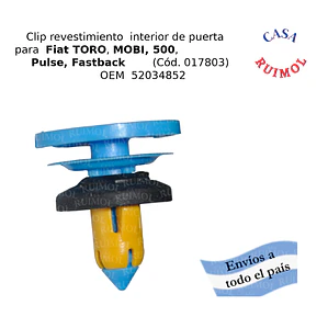 Clip grampa tapizado para Fiat Toro, Mobi, 500, Pulse, Fastback y otros OEM 52034852