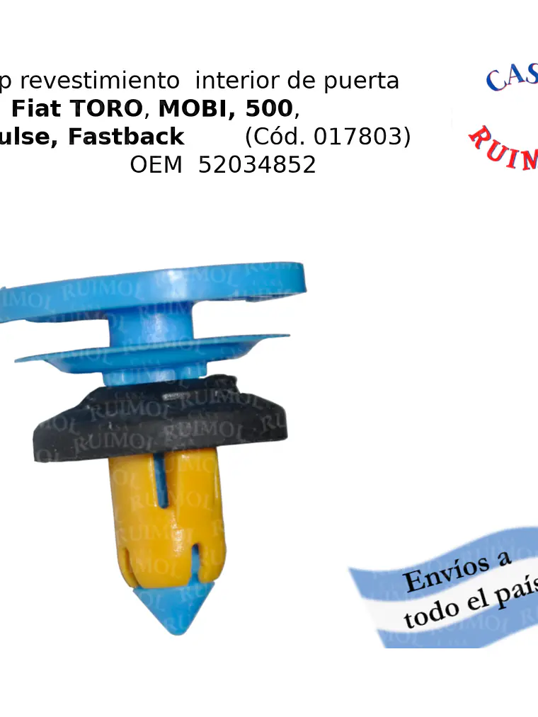 Clip grampa tapizado para Fiat Toro, Mobi, 500, Pulse, Fastback y otros OEM 52034852 1