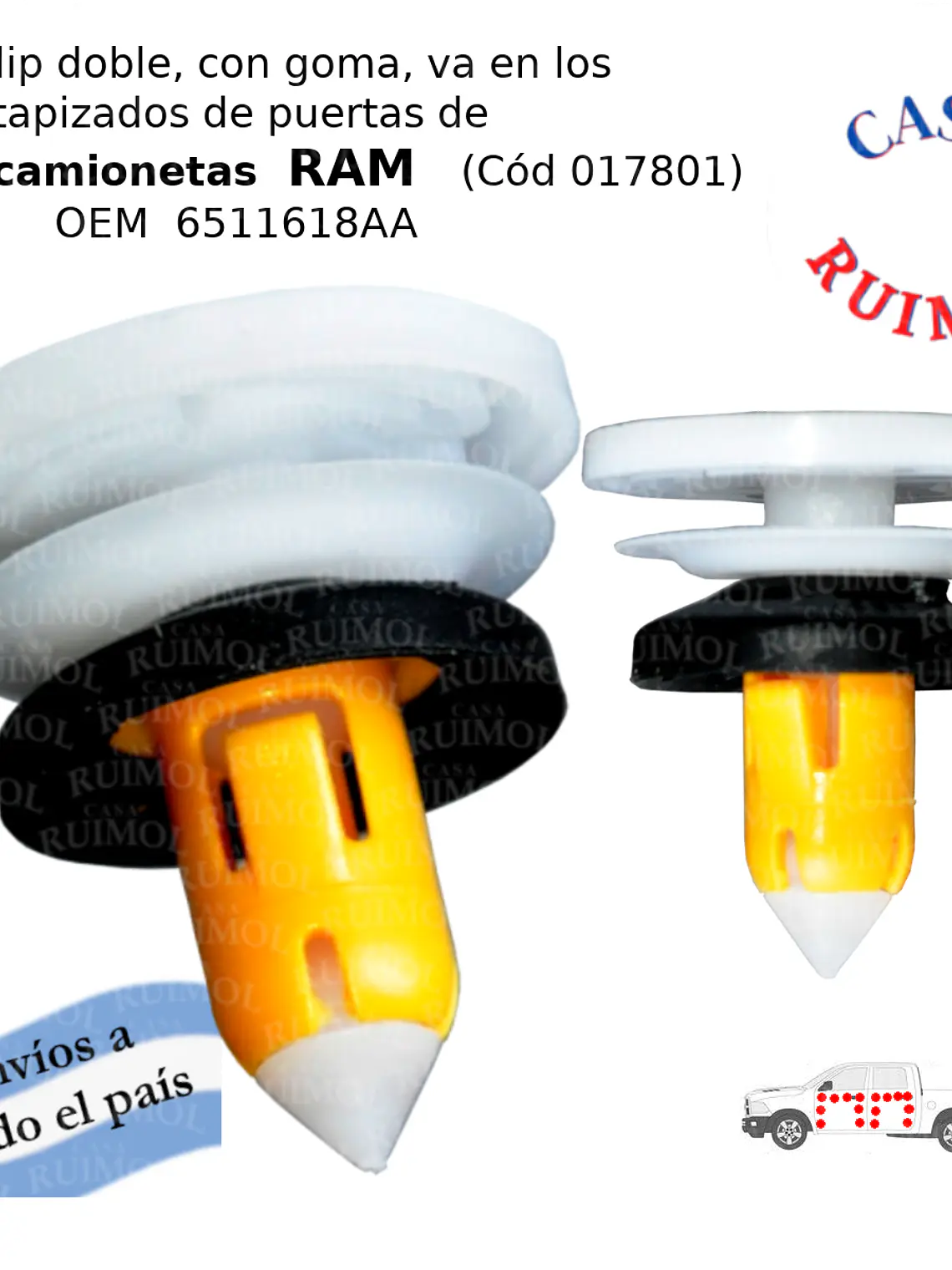 Clip grampa tapizado para RAM 1500, 2500, Dakota, Rampage OEM 6511618AA 1