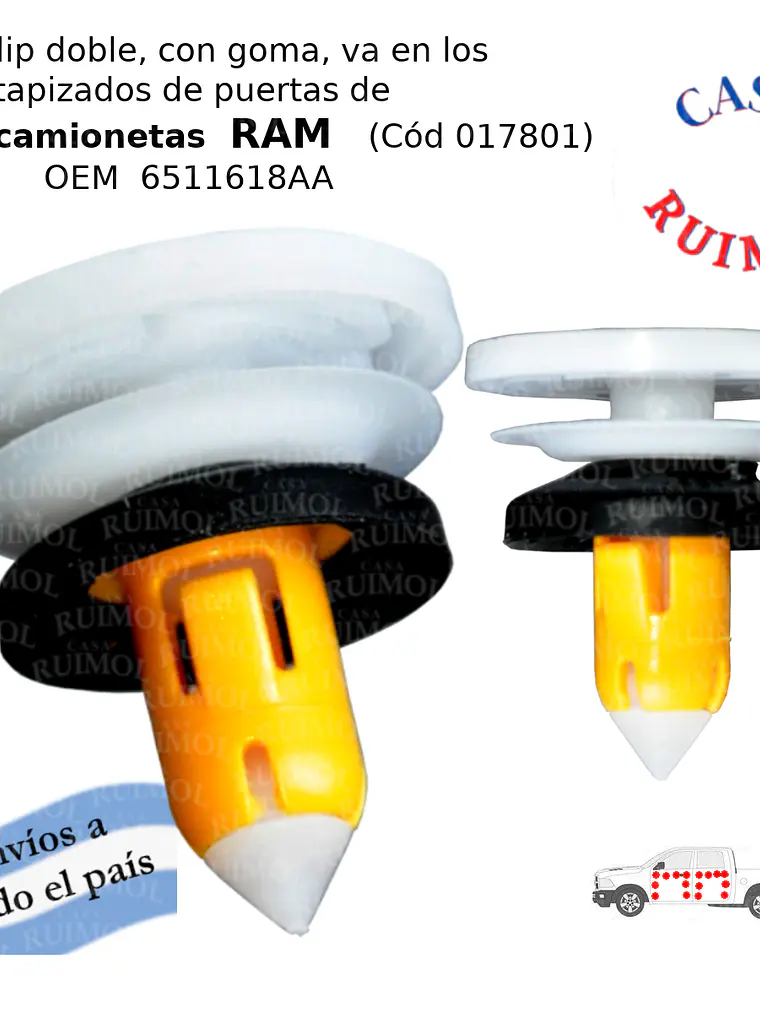 Clip grampa tapizado para RAM 1500, 2500, Dakota, Rampage OEM 6511618AA 1