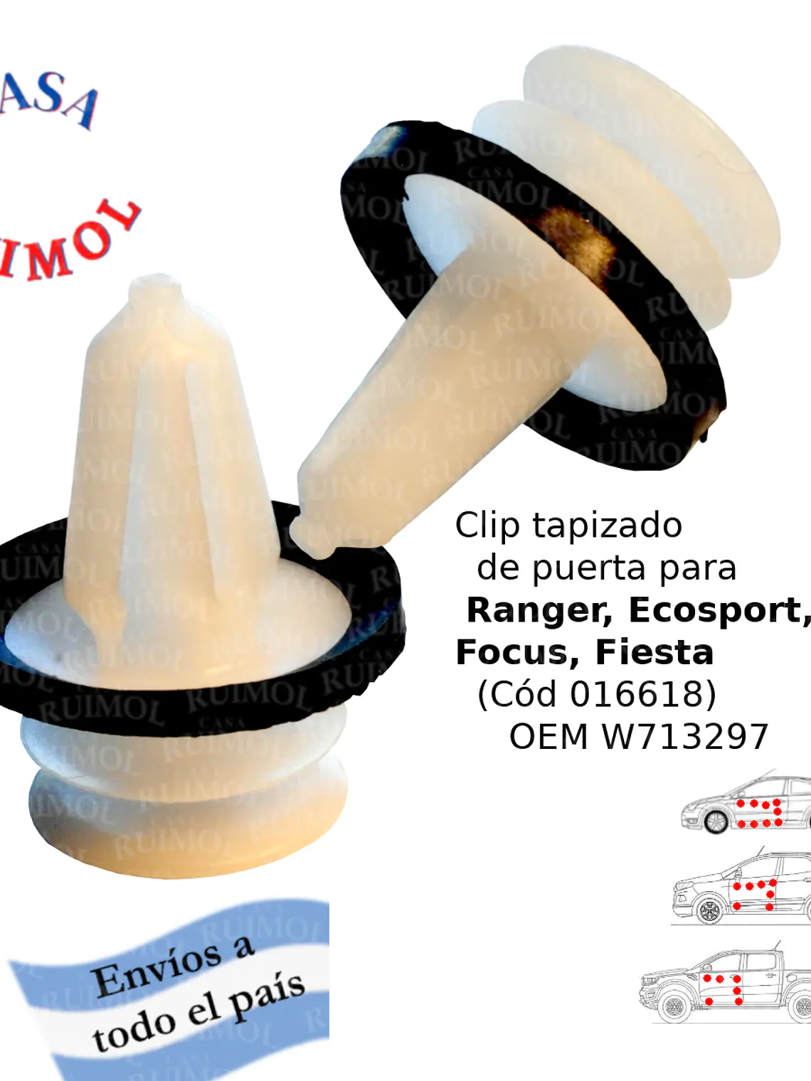 Grampa de moldura exterior y fender para Ecosport, Ranger, Kuga OEM W713297-S300 1