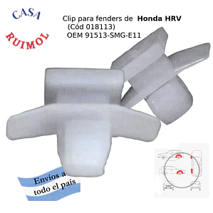Clip grampa para tapizados y molduras de Honda CR-V OEM 91513-SMG-E11