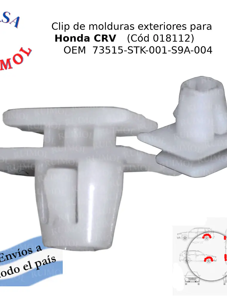 Clip moldura de guardabarro o fender para Honda CR-V (x 10 unid) 1