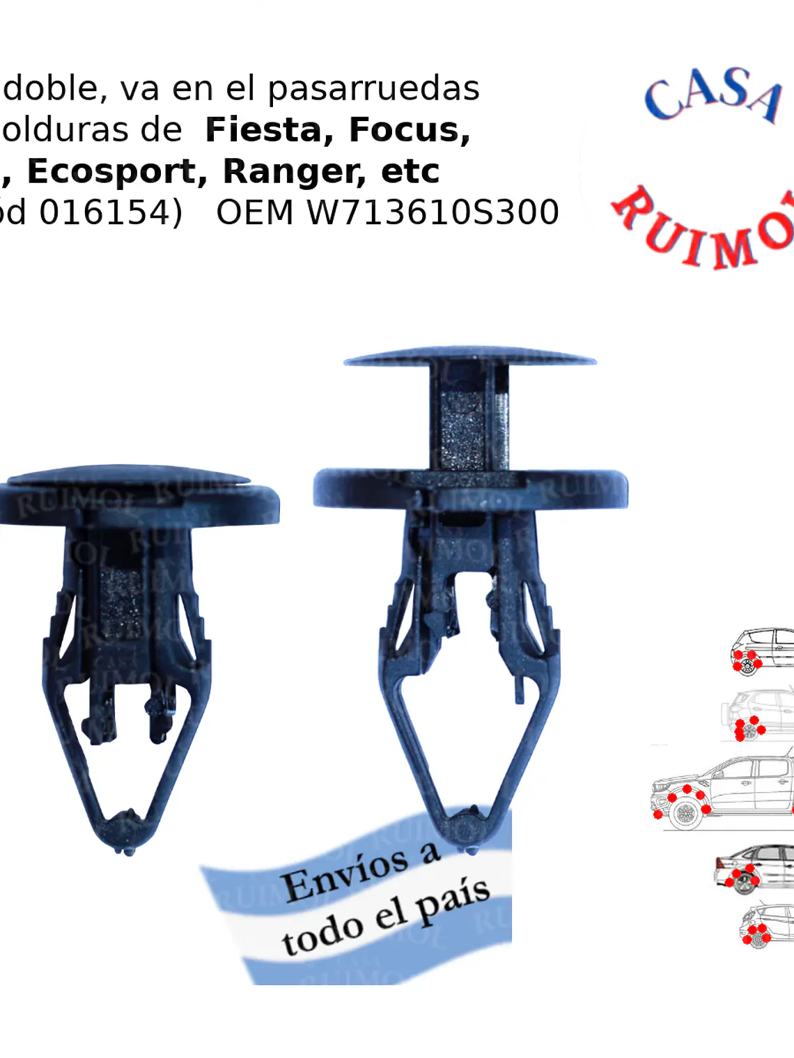 Clip de pasarruedas para Ford Fiesta, Ka, Ecosport, Ranger, y otros OEM W713610S300 1