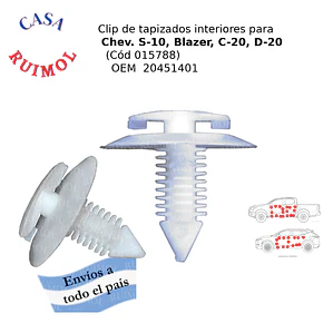 Clip tapizado Chevrolet S-10, Blazer, Onix, Prisma OEM 20451401