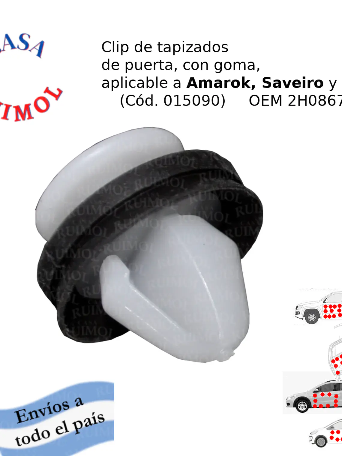 Clip de tapizado interior VW Amarok, Golf, Up! y otros OEM 2H0867276 1