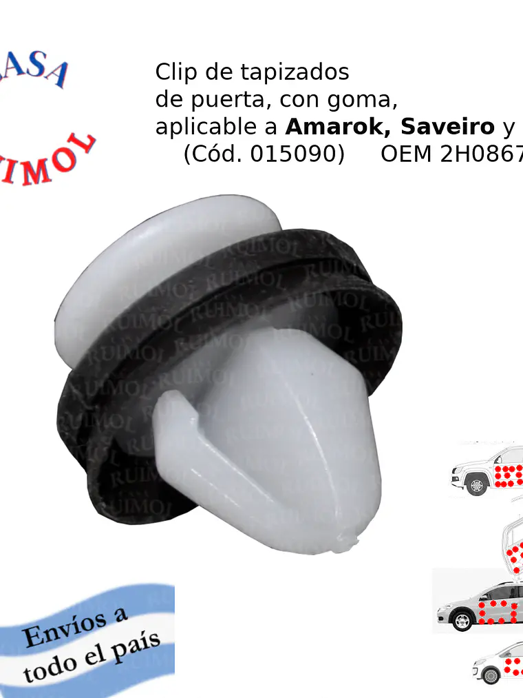 Clip de tapizado interior VW Amarok, Golf, Up! y otros OEM 2H0867276 1