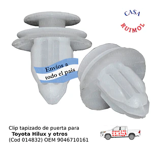 Clip de tapizados interiores Toyota Yaris, Etios, Corolla, Hilux OEM 90467-10161