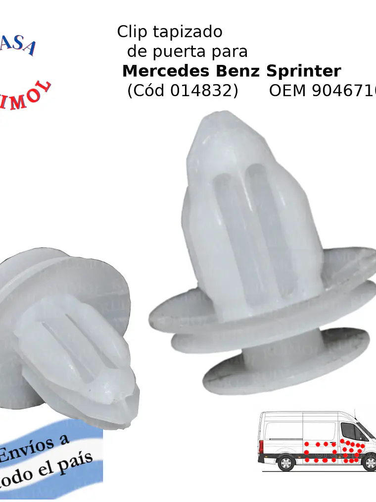 Clip grampa tapizado de puerta para Mercedes Benz Sprinter OEM 90467-10161 1