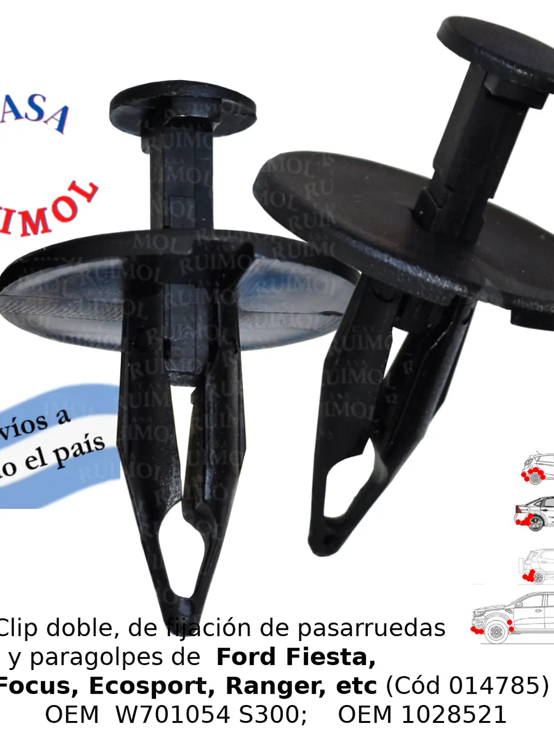 Clip de pasarruedas para Ford Fiesta, Ecosport, Ranger y otros OEM W701054S300 1