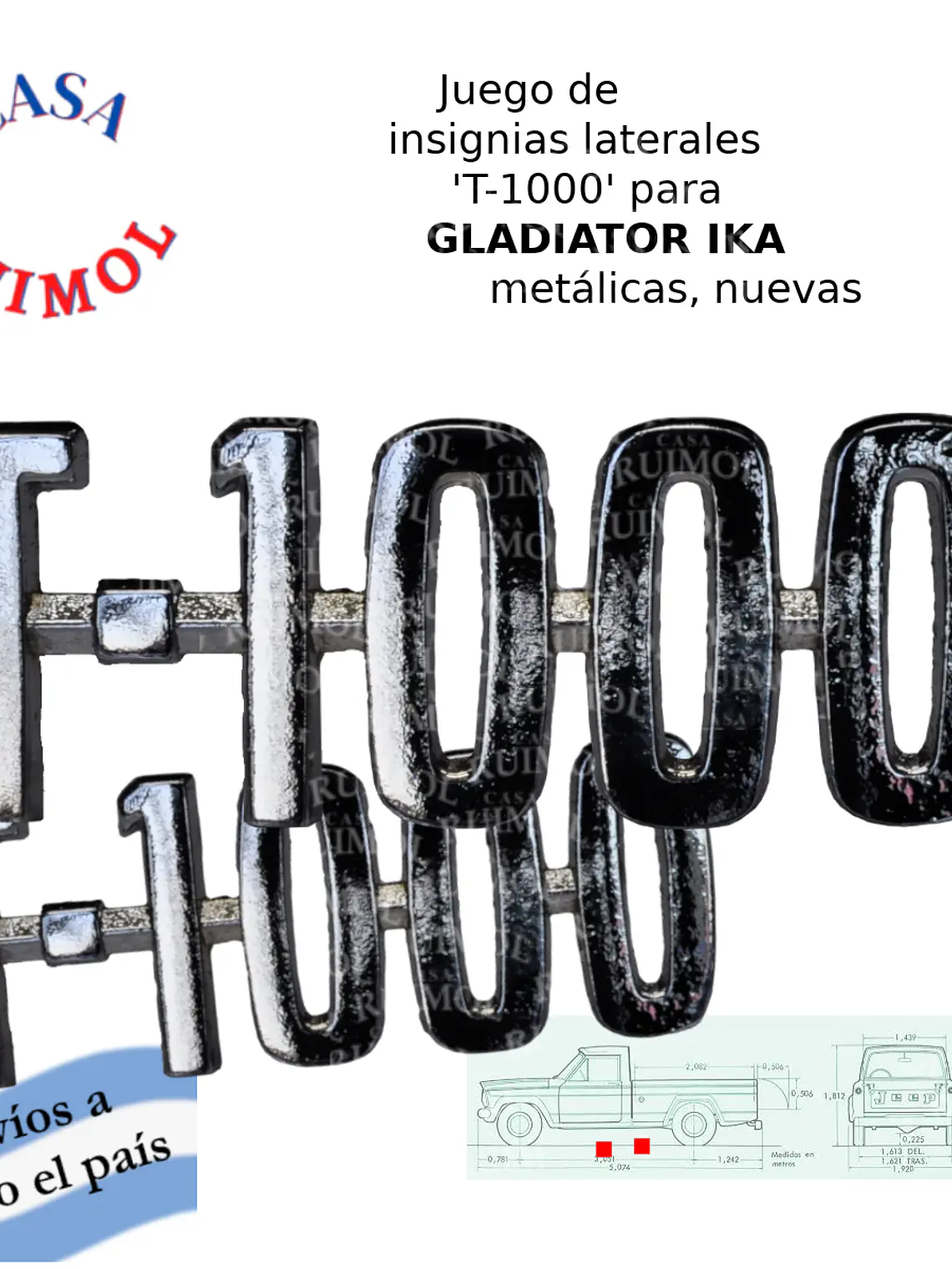 Juego de insignias 'T-1000' para Gladiator IKA originales metálicas 1