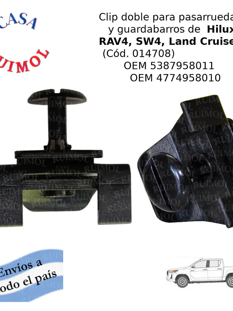 Clip traba paragolpes Toyota Hilux, SW4, Corolla y otros 1
