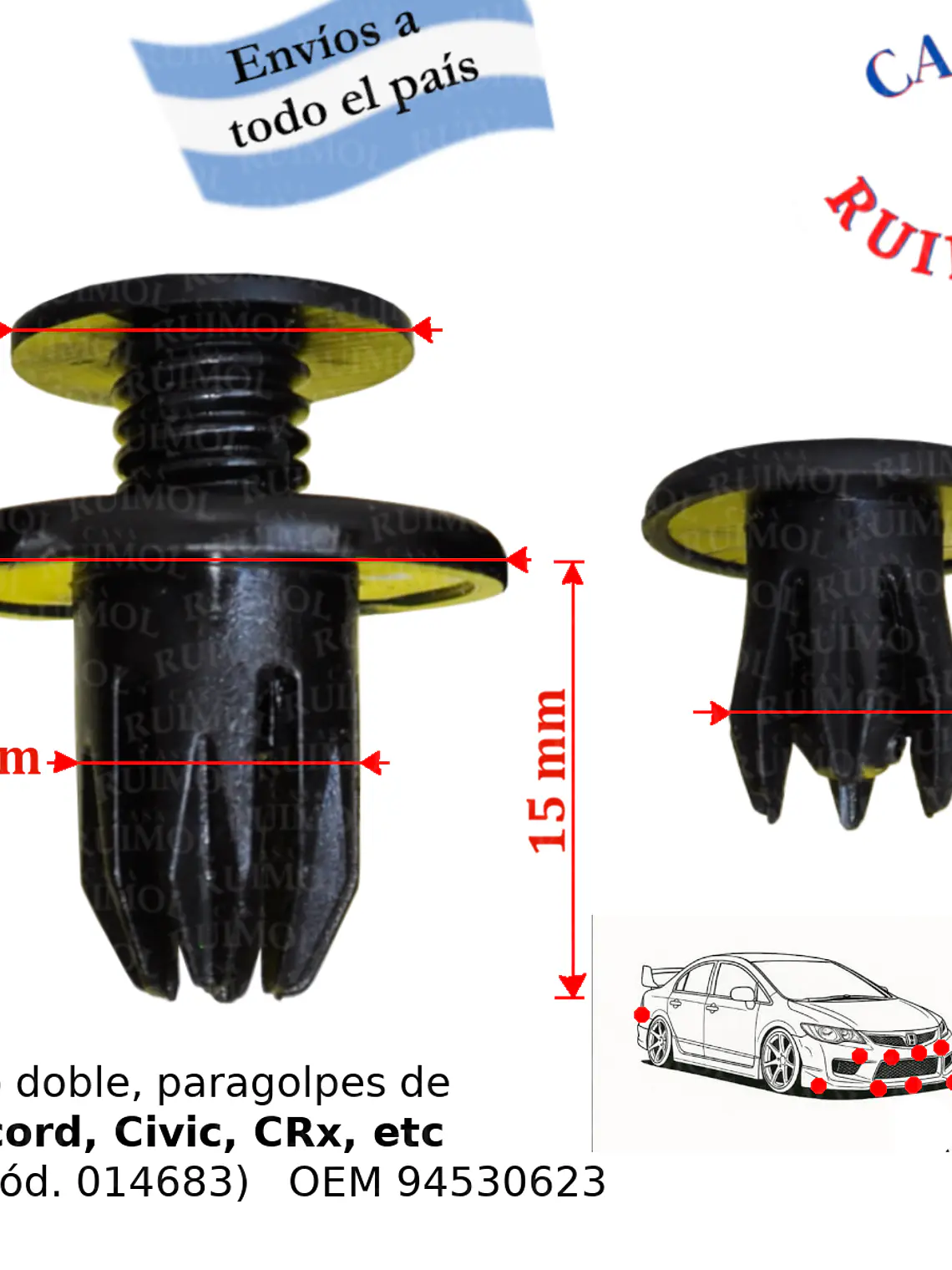 Grampa pargolpes Honda Civic, Accord, CRX y otros OEM 91503SP0003 1