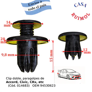 Grampa pargolpes Honda Civic, Accord, CRX y otros OEM 91503SP0003