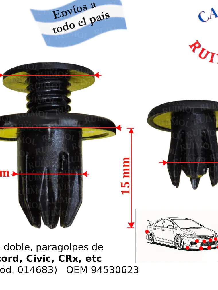 Grampa pargolpes Honda Civic, Accord, CRX y otros OEM 91503SP0003 1