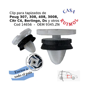 Clip tapizado de puerta Renault Duster, Logan, Sandero, Fluence OEM 7703077476