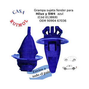 Grampa Azul Para Fender De Hilux, Sw4 OEM 90904 67036