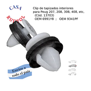 Clip tapizado Peug 207, 208, 308, 408 y otros OEM 6991Y8 - OEM 9341PF