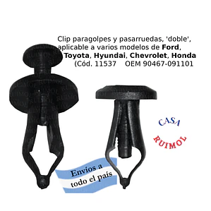 Clip doble, para fijación de paragolpes y rejilla Ford Ranger, Ecosport y otros OEM 90467-09101