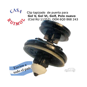 Clip tapizado VW Polo, Vento, Gol, Passat, Scirocco, etc OEM 6Q0 868 243