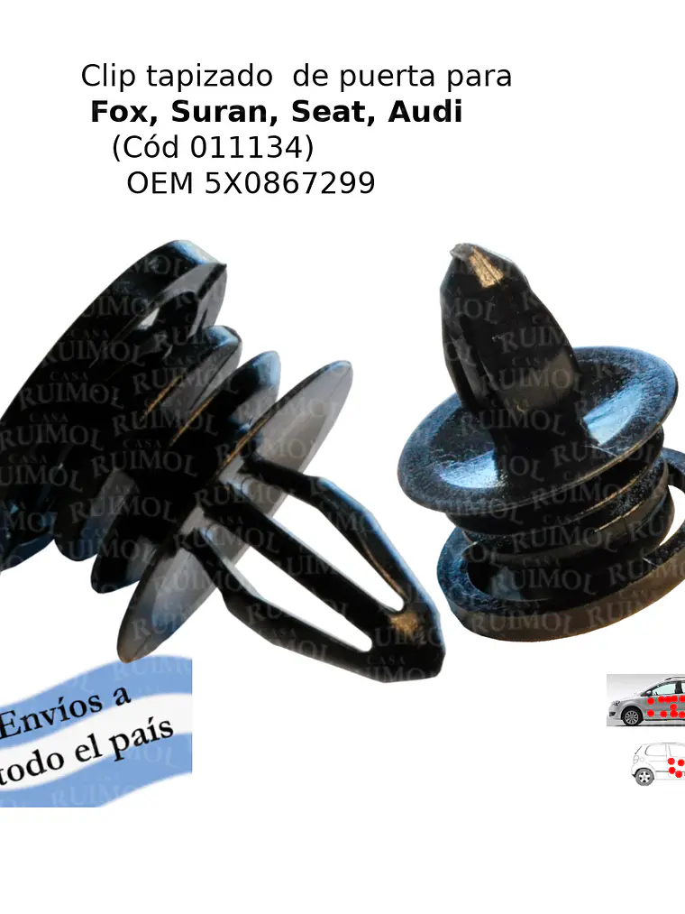Clip tapizado de puerta para Fox, Suran, Seat, Audi OEM 5X0867299 1