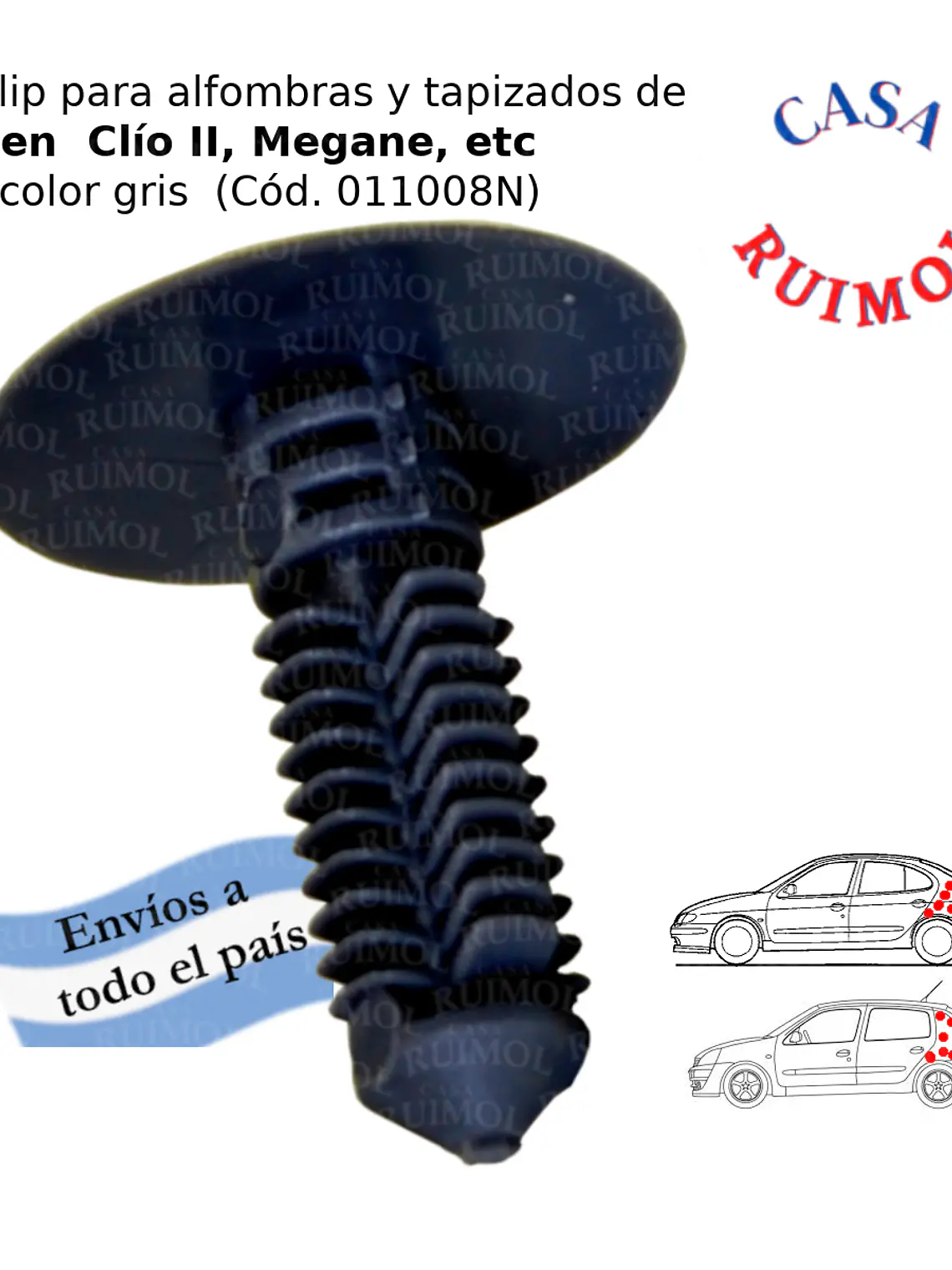 Clip grampa para alfombra y tapizados de Renault Clío II, Megane y otros color negro 1