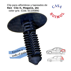 Clip grampa para alfombra y tapizados de Renault Clío II, Megane y otros color negro