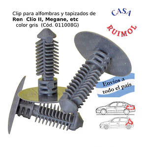 Clip grampa para alfombra y tapizados de Renault Clío II, Megane y otros color GRIS
